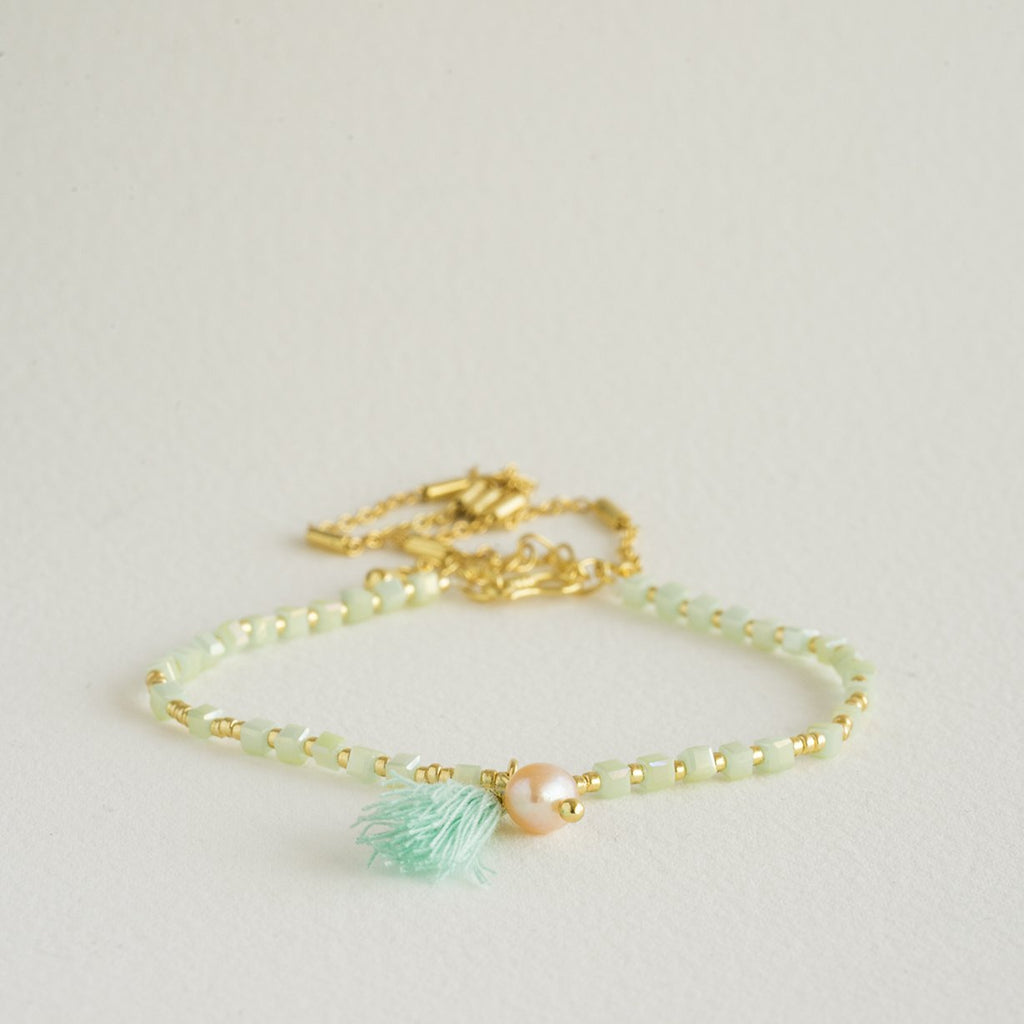 Natural Pink Pearl Energy Mint Bracelet 