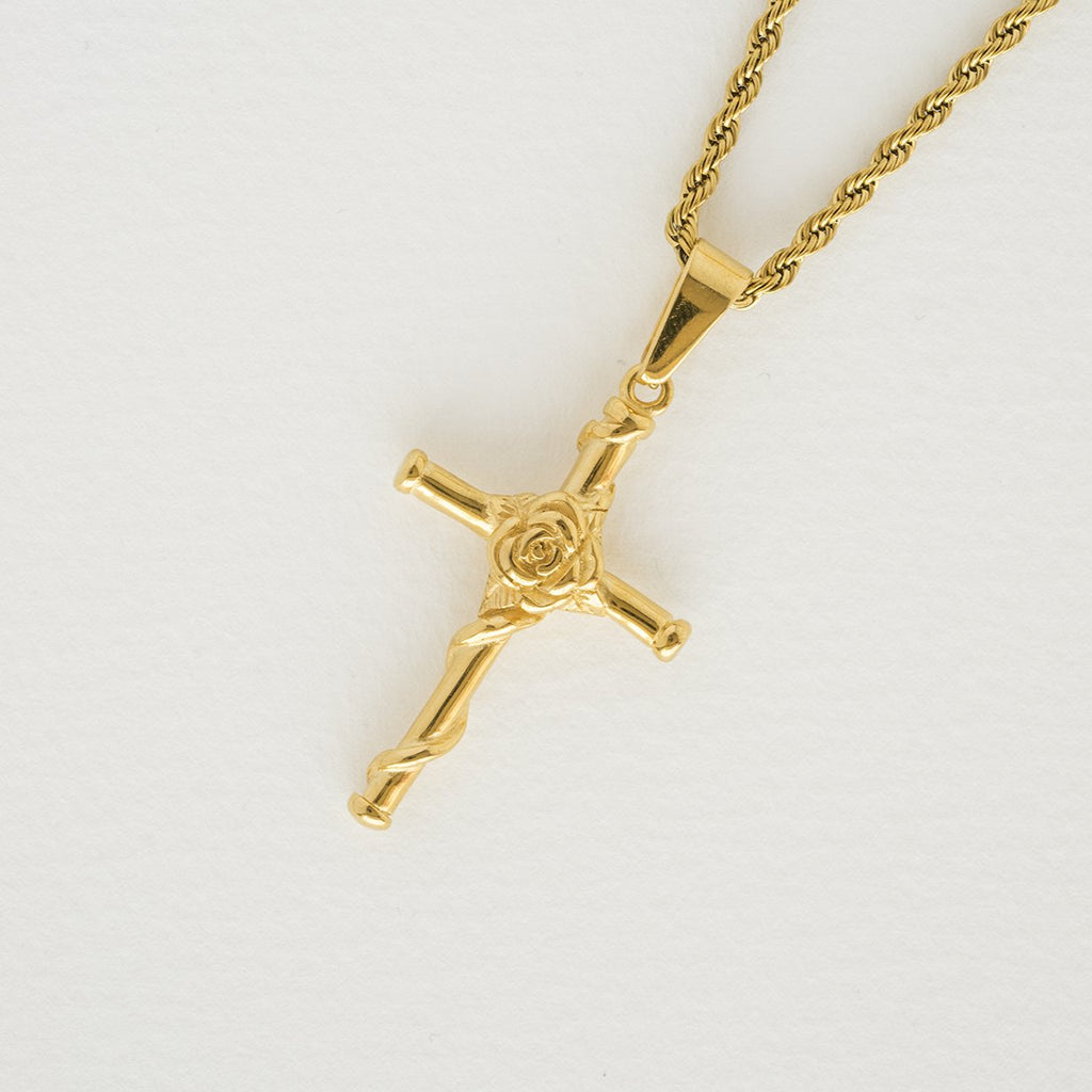 Rose Cross Pedant Necklace